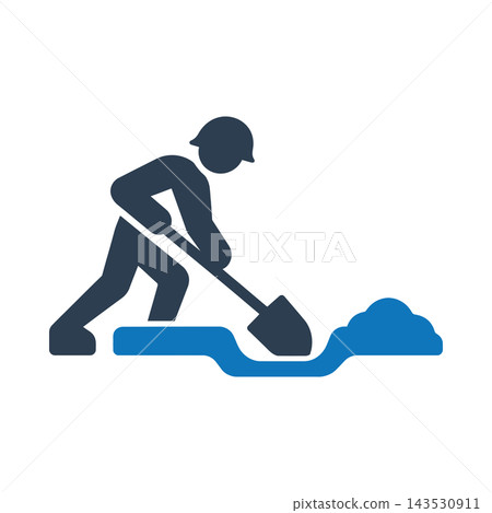 A soldier digging a trench with a shovel icon A soldier digging a trench with a shovel icon 143530911