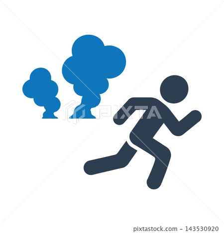A person running away from a forest icon A person running away from a forest icon 143530920