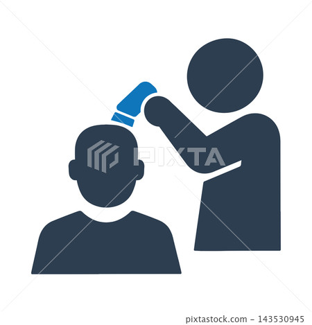 A barber giving a recruit a haircut icon A barber giving a recruit a haircut icon 143530945
