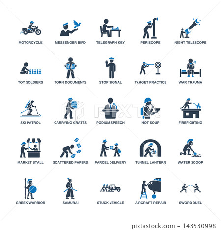 Set of 25 military support and ancient warrior icons Set of 25 military support and ancient warrior icons 143530998