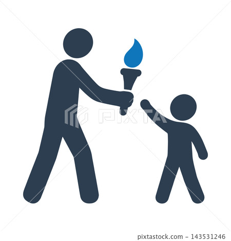A person handing a torch to a child icon A person handing a torch to a child icon 143531246