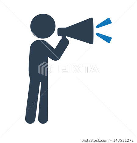 A person speaking through a megaphone icon A person speaking through a megaphone icon 143531272