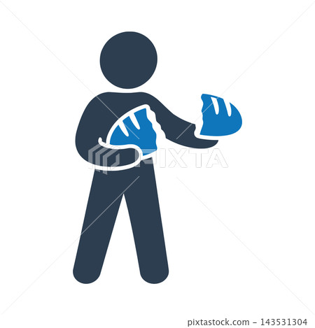A person holding a loaf of bread icon A person holding a loaf of bread icon 143531304