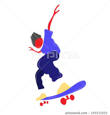 Skateboarder Riding Move Flat Vector Illustration Skateboarder Riding Move Flat Vector Illustration 143531653