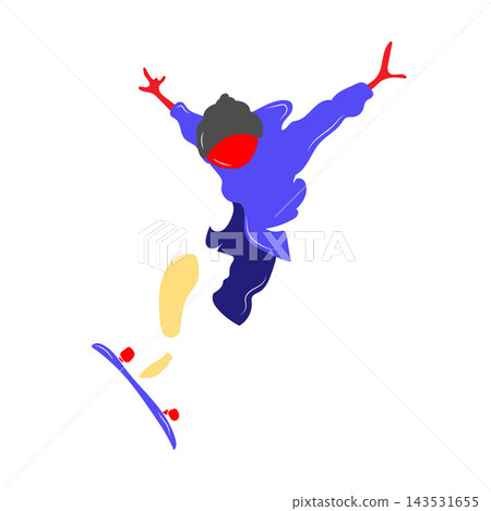 Skateboarder Ollie Jump Move Flat Vector Illustration 143531655