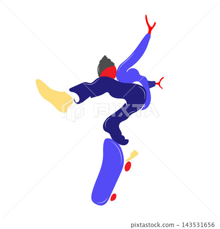 Skateboarder Heelflip Move Flat Vector Illustration 143531656