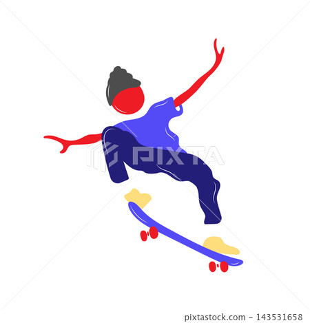 Skateboarder Manual Move Flat Vector Illustration Skateboarder Manual Move Flat Vector Illustration 143531658