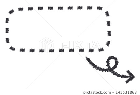 Hand drawn dashed rectangular frame with rough pencil texture and curved arrow, sketch outline for notes, labels, captions and creative design Hand drawn dashed rectangular frame with rough pencil texture and curved arrow, sketch outline for notes, labels, captions and creative design 143531868