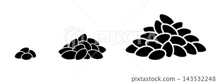 Set of piles of almonds vector shape Set of piles of almonds vector shape 143532248