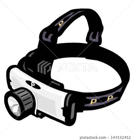 Protective construction helmet with a flashlight illustration. Protective construction helmet with a flashlight illustration. 143532452