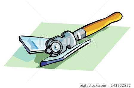 An abstract vector shows a Glass cutter. Hand tool of the glazier in a cartoon style. An abstract vector shows a Glass cutter. Hand tool of the glazier in a cartoon style. 143532852