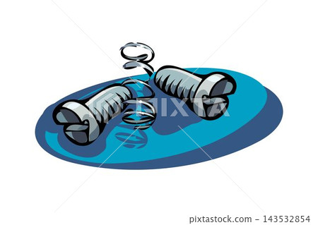 An abstract vector shows a cartoon-style spring screw bolt fastener coil. An abstract vector shows a cartoon-style spring screw bolt fastener coil. 143532854