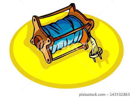 Extension cord icon with reel and electrical power plug. Extension cord icon with reel and electrical power plug. 143532863