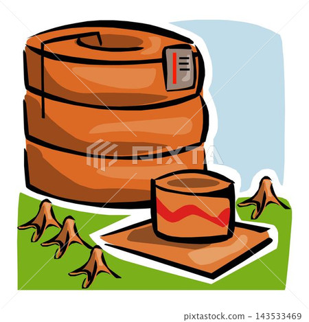 Roll tape flat illustration. Cute plastic brown roll sticky adhesive tape cartoon vector Roll tape flat illustration. Cute plastic brown roll sticky adhesive tape cartoon vector 143533469