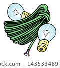 illustration of  a light lamp  and an electrical wire cord. 143533489