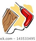 illustration of a drill as a tool for drilling into the wood. 143533495