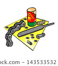 a design vector of tool to fix the chains broken link with oil from a bottle 143533532