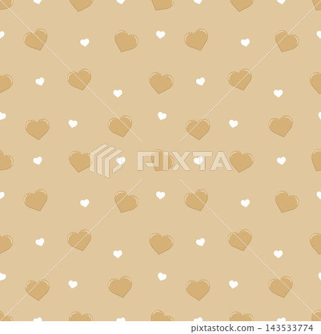 Pastel Beige Heart Seamless Pattern on Light Brown Background Pastel Beige Heart Seamless Pattern on Light Brown Background 143533774