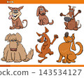 funny cartoon dogs and puppies comic animal characters set 143534127
