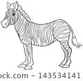 funny cartoon zebra wild animal character coloring page 143534141