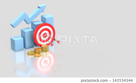 Financial Growth Target With Rising Chart 3d render. Financial Growth Target With Rising Chart 3d render. 143534344