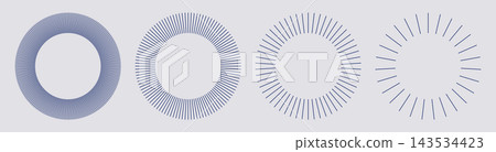 Ray burst, beams. Sunburst element, radial stripes. Sun star rays. Spokes with radiating stripes grid. Abstract outline graphic. Radial radiation circle lines. Circular radial lines. Ray burst, beams. Sunburst element, radial stripes. Sun star rays. Spokes with radiating stripes grid. Abstract outline graphic. Radial radiation circle lines. Circular radial lines. 143534423