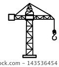 Tower Crane Line Outline for Building Construction 143536454