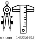 Compass Divider and T Ruler for Architecture Drawing Tool 143536458