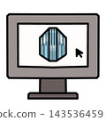 Computer Monitor Showing Building Project Model 143536459
