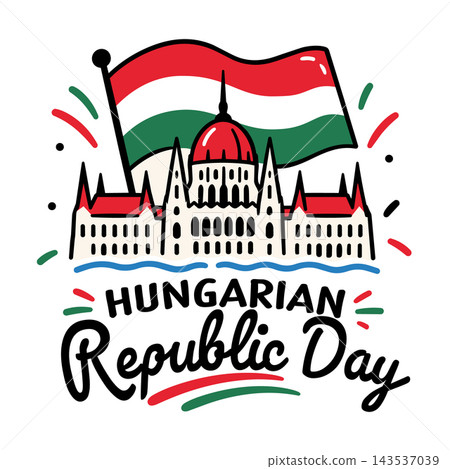 Hungarian Parliament Building and Flag Design Hungarian Parliament Building and Flag Design 143537039