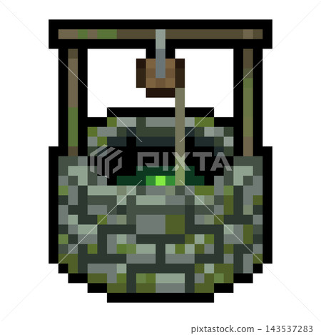 Old Pixel Art Creepy Stone Well With Moss Old Pixel Art Creepy Stone Well With Moss 143537283
