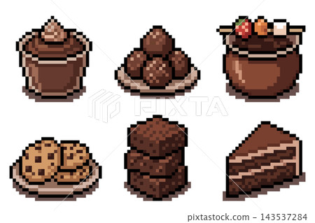 Pixel Art Chocolate Desserts Collection 143537284