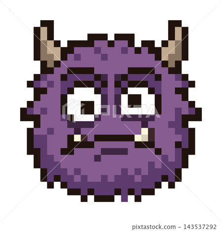 Cute Purple Horned Monster Pixel Art Cute Purple Horned Monster Pixel Art 143537292