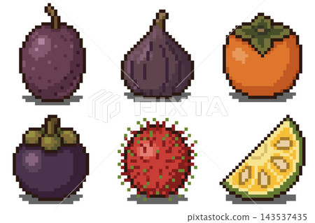 Pixel art exotic tropical fruits Pixel art exotic tropical fruits 143537435