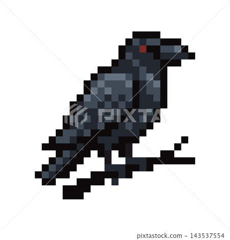 Pixel Art Black Raven Bird Graphic Pixel Art Black Raven Bird Graphic 143537554