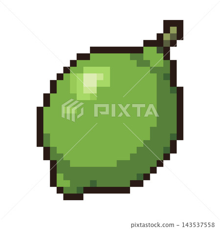 Retro Pixel Art Green Lime Fruit Retro Pixel Art Green Lime Fruit 143537558