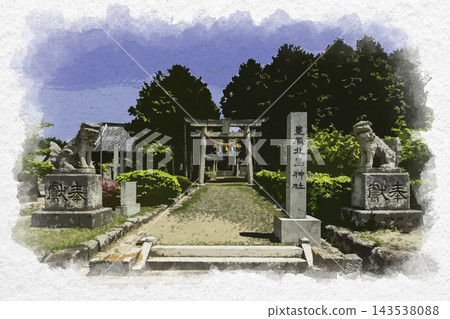 岡山縣瀨戶內市豐原北島神社參道的水彩畫。 岡山縣瀨戶內市豐原北島神社參道的水彩畫。 143538088