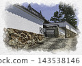 Watercolor style painting of Yokeiji Temple (Jokoin Temple), Setouchi City, Okayama Prefecture 143538146
