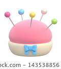 A stylized pincushion 3D illustration with a transparent background. 143538856