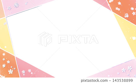 A frame composed of watercolor-style straight lines and a floral background. A frame composed of watercolor-style straight lines and a floral background. 143538899