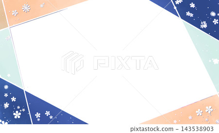 A frame composed of watercolor-style straight lines and a floral background. A frame composed of watercolor-style straight lines and a floral background. 143538903