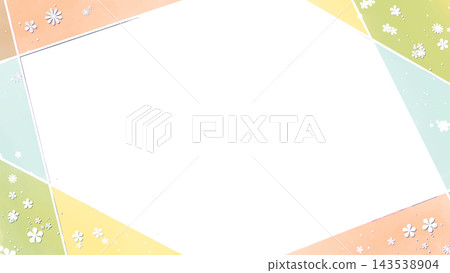 A frame composed of watercolor-style straight lines and a floral background. A frame composed of watercolor-style straight lines and a floral background. 143538904