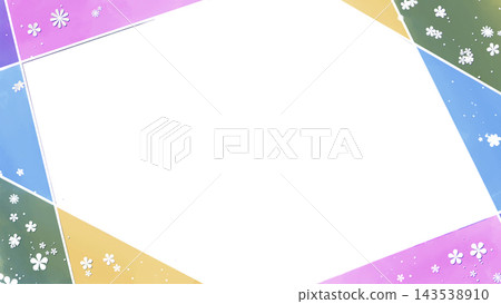 A frame composed of watercolor-style straight lines and a floral background. A frame composed of watercolor-style straight lines and a floral background. 143538910