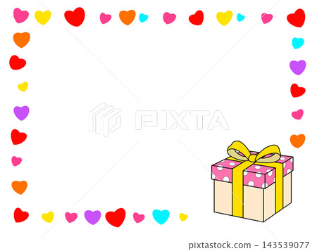 Colorful heart and gift box frame Colorful heart and gift box frame 143539077