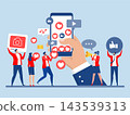 People bring likes and reactions to social media profiles on their smartphones,Online marketing concept-Increase your social media followers with successful marketing strategies vector 143539313