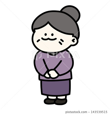 An illustration of a serious-looking grandmother with her hands clasped in front of her, with a transparent background. An illustration of a serious-looking grandmother with her hands clasped in front of her, with a transparent background. 143539515