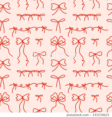 Seamless coquette pattern with hand-drawn bows Seamless coquette pattern with hand-drawn bows 143539625