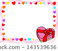 Heart-shaped gift box with a colorful pink curved frame Heart-shaped gift box with a colorful pink curved frame 143539636