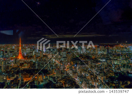 東京塔璀璨的夜景 東京塔璀璨的夜景 143539747