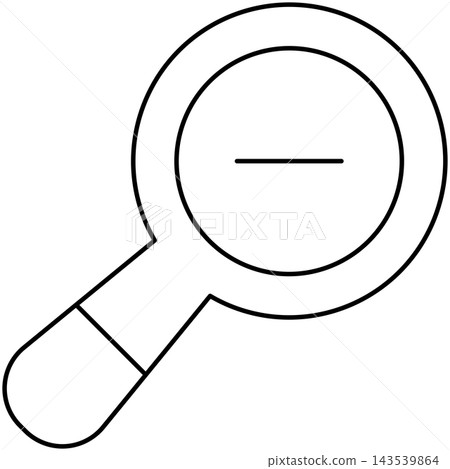 Line art style icon illustration of a magnifying glass with minus zoom out badge isolated on transparent background. Minimalist thin line element for zoom out UI. Line art style icon illustration of a magnifying glass with minus zoom out badge isolated on transparent background. Minimalist thin line element for zoom out UI. 143539864